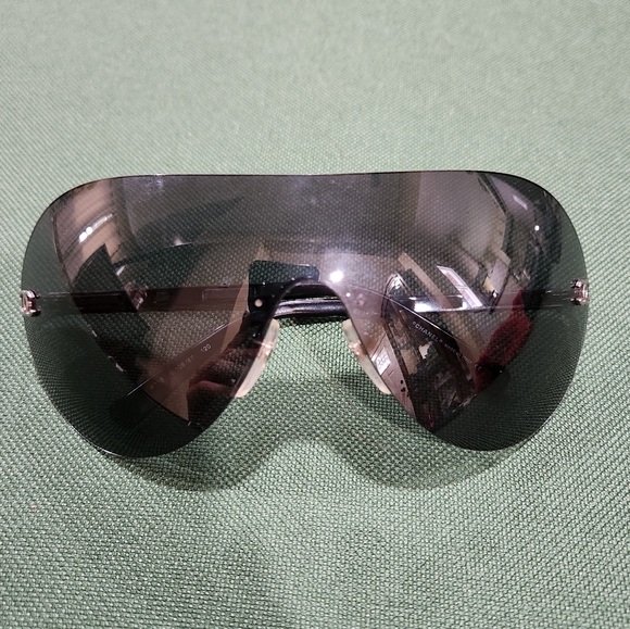Y2k Chanel Rimless Shield Sunglasses Vintage RARE 4118 108/87 120 - Picture 2 of 7